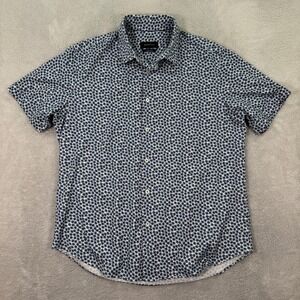 BUGATCHI Mens Large Short Sleeve Button Up Shirt Floral Print Comfort Stretch